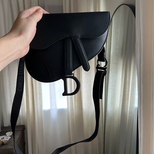 Christian Dior Calfskin Matte Noir Saddle Pouch/ belt bag